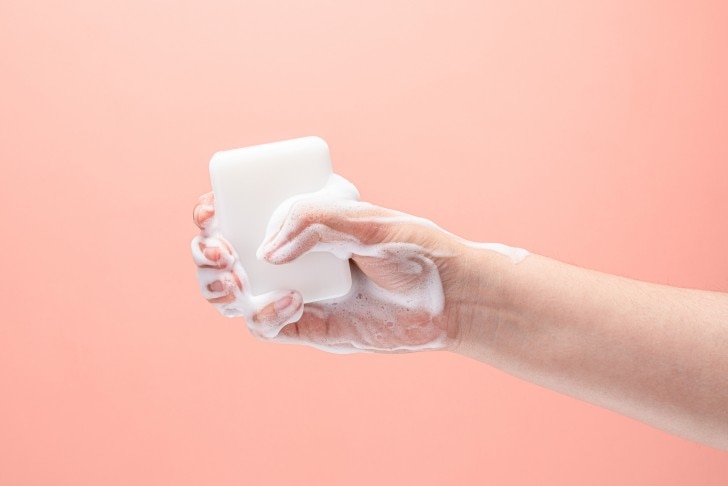 Hand holding some soap
