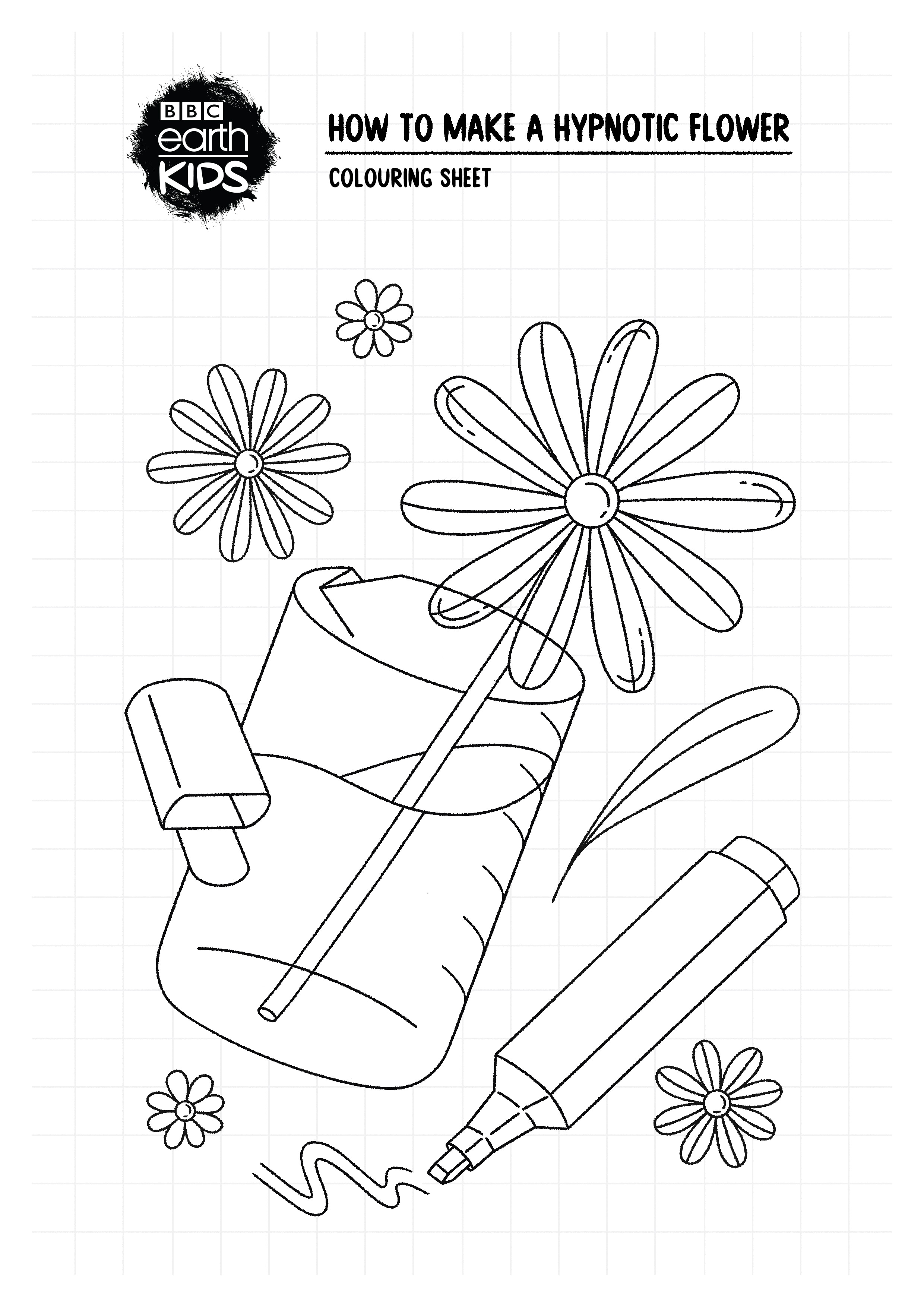 Colouring sheet for a hypnotic flower 