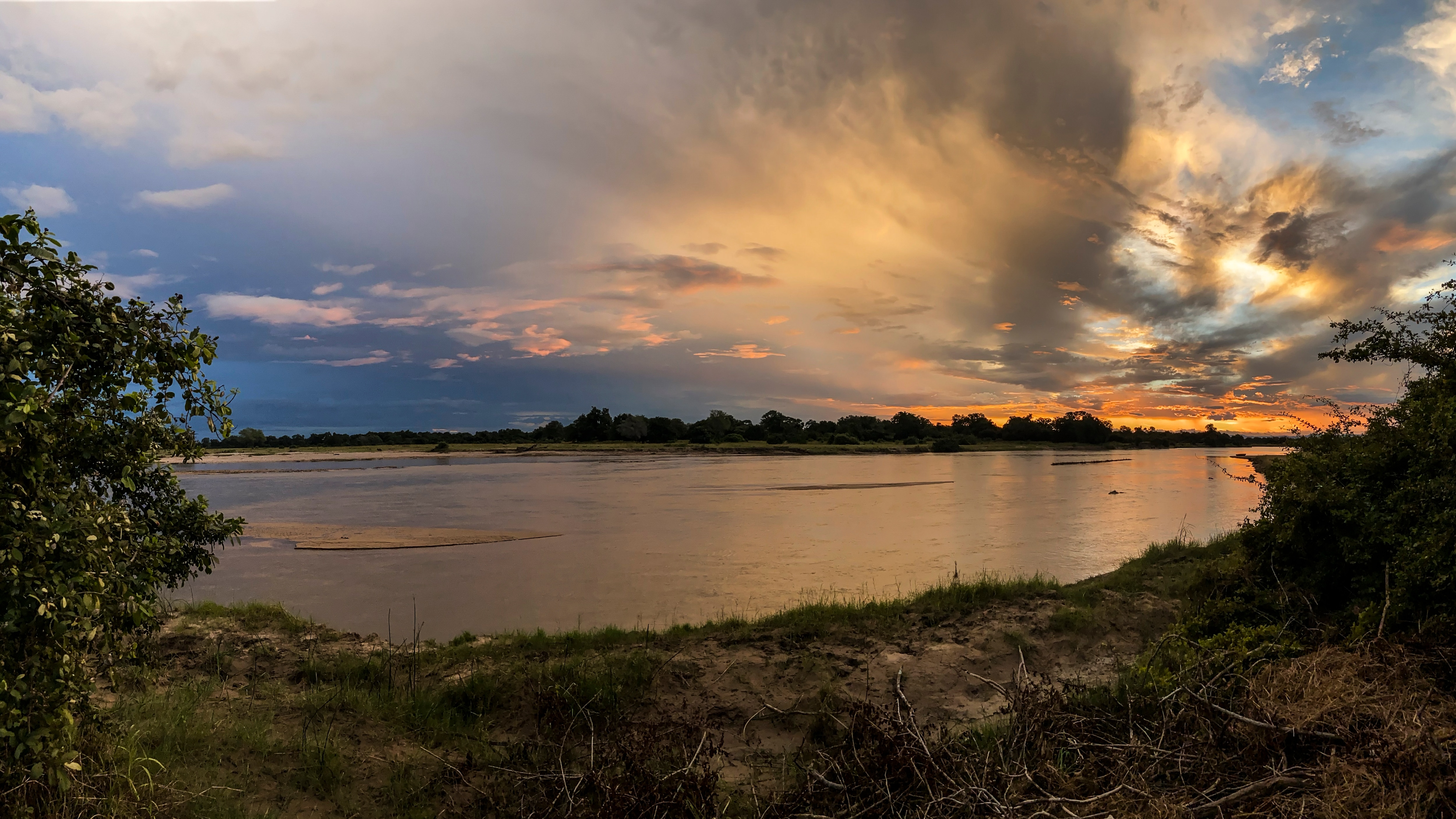 Luangwa river at sunset 