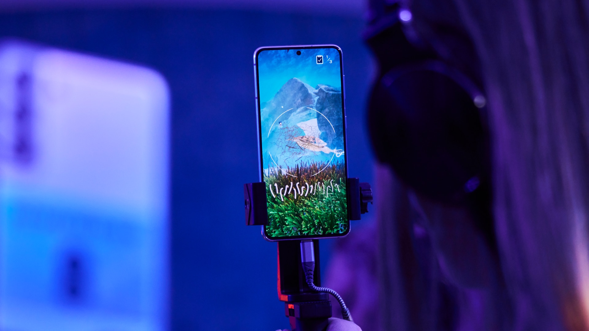 phone screen depicting AR underwater scene