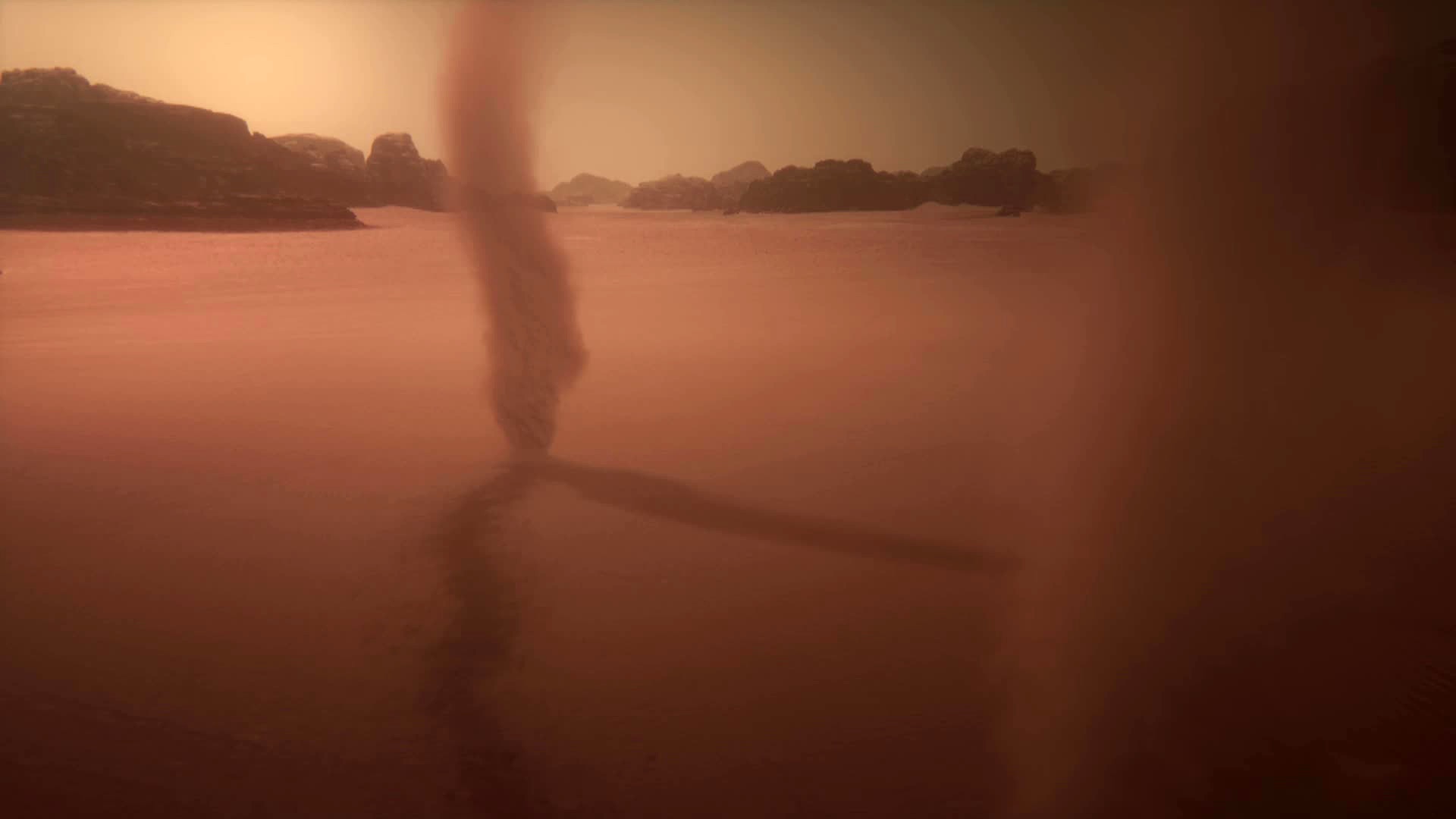 Dust storms spin up small tornadoes on the surface of Mars.